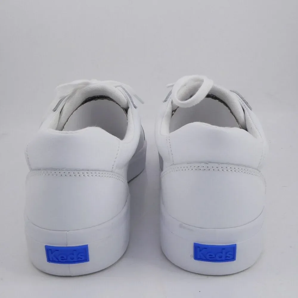 Keds Women's US 9.5 Pursuit Lace Up White Leather with Blue Accent NWOB